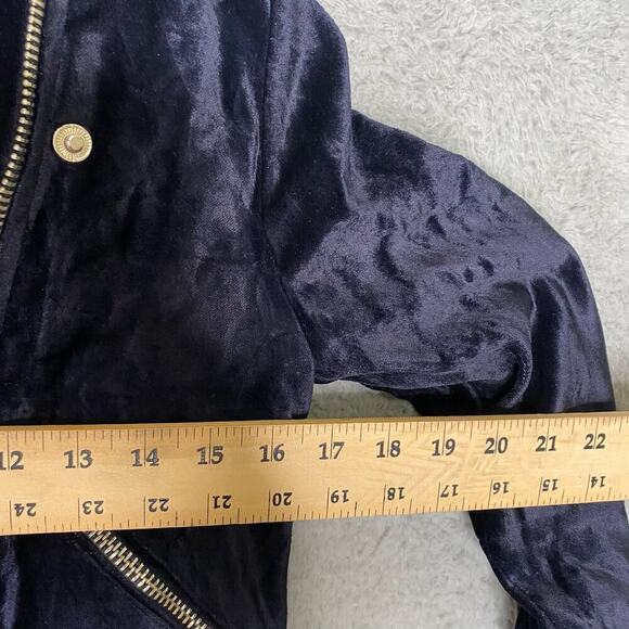 Walter Baker Travis Velvet Biker Motorcycle moto Jacket Zip Blue Women Size XS - Picture 7 of 7